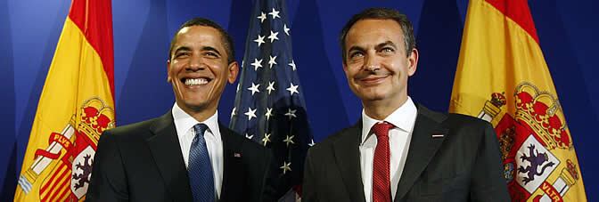 El presidente del Gobierno español, José Luis Rodríguez Zapatero junto al presidente estadounidense Barack Obama