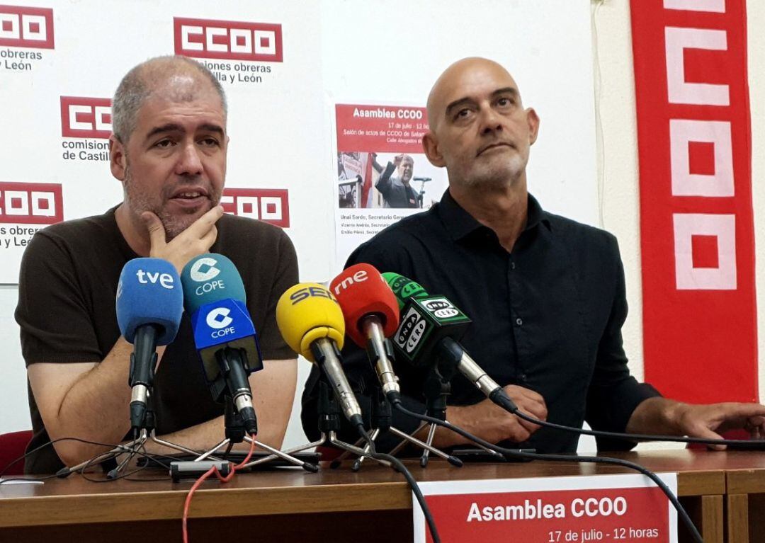 Unai sordo y Emilio Pérez, secretarios nacional y provincial de CCOO