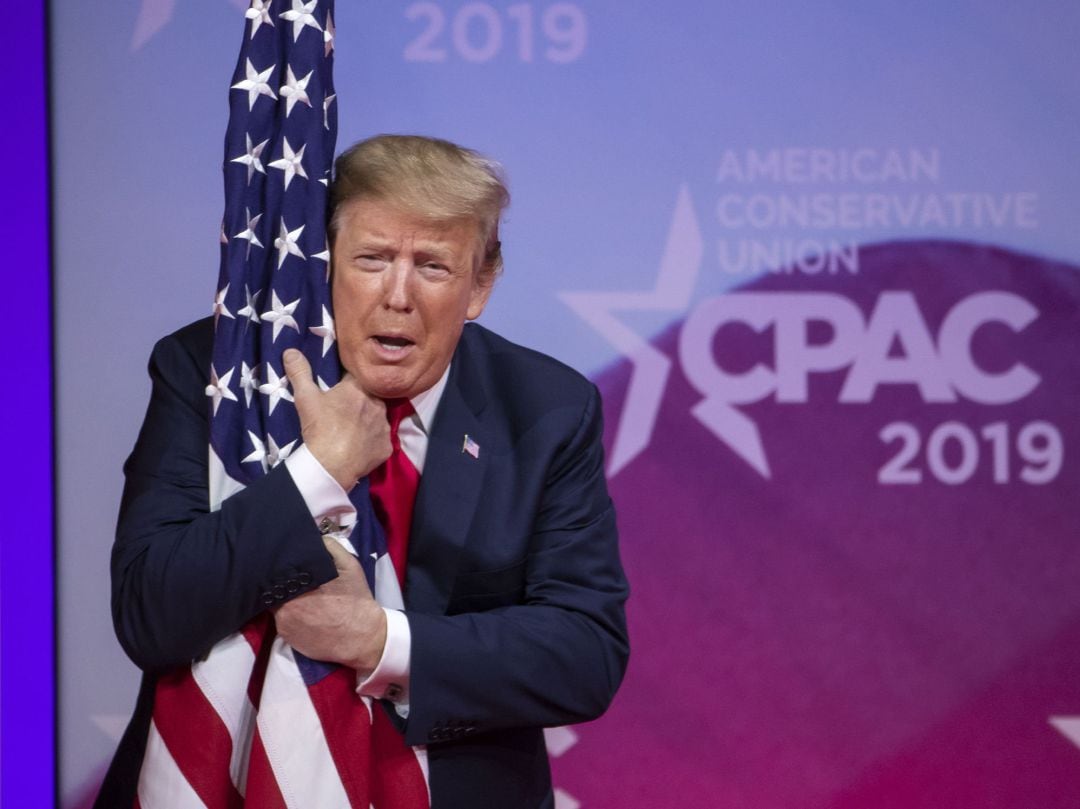 El presidente de Estados Unidos, Donald Trump, durante su discurso de este sábado en la conferencia CPAC