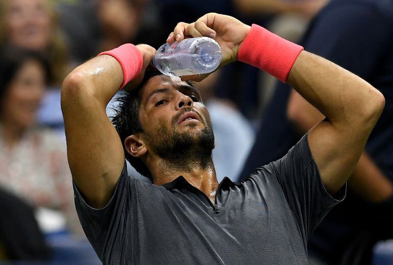 Verdasco durante un descanso en el partido frente a Del Potro