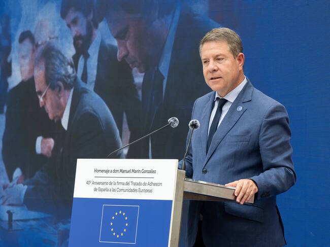 El presidente de Castilla-La Mancha, Emiliano García-Page, en el acto institucional de homenaje a Manuel Marín