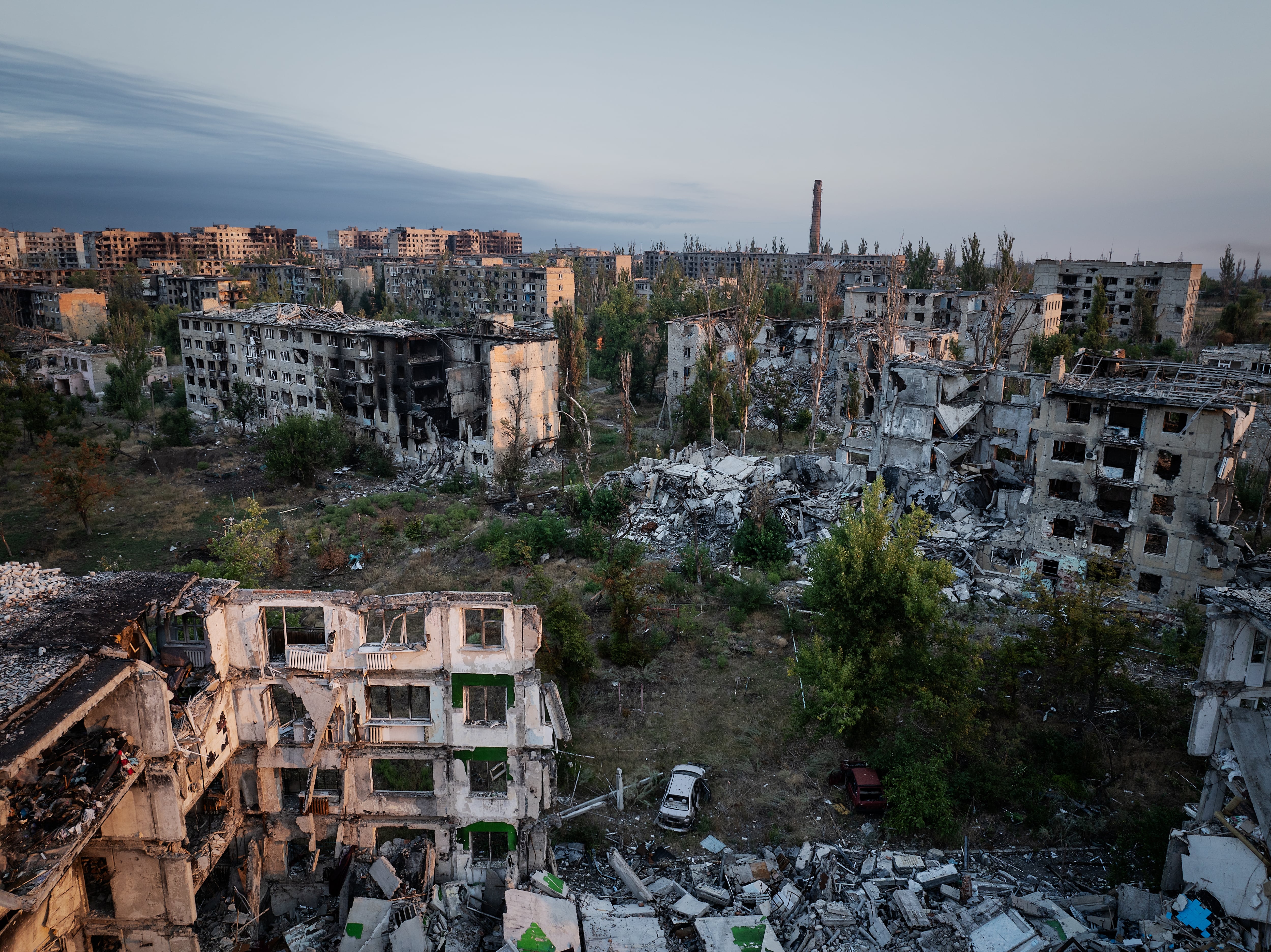 Imagen de la destrucción de la ciudad de Vuhledar tomada por un dron el pasado mes de agosto