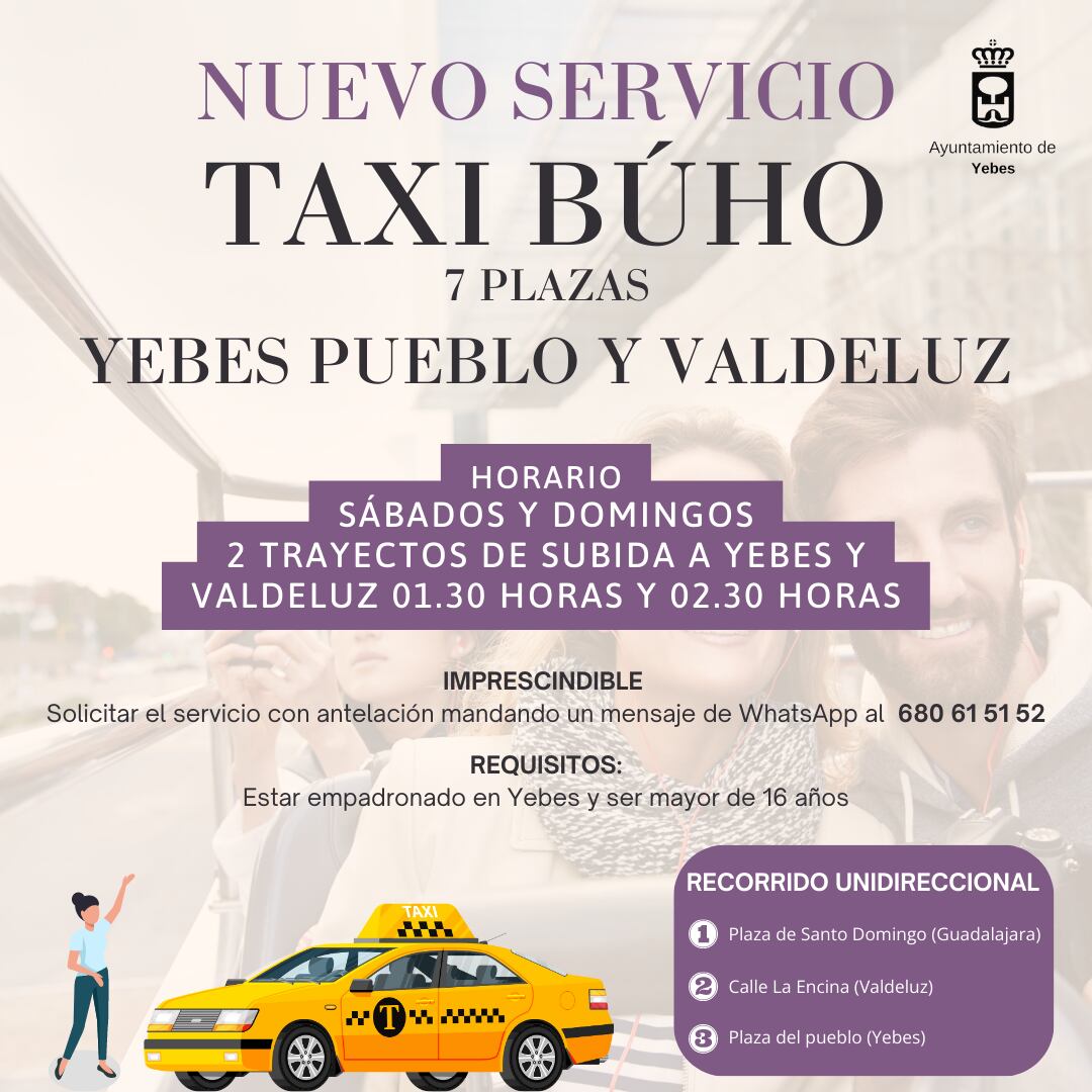 Cartel anunciador nuevo servicio búho taxi