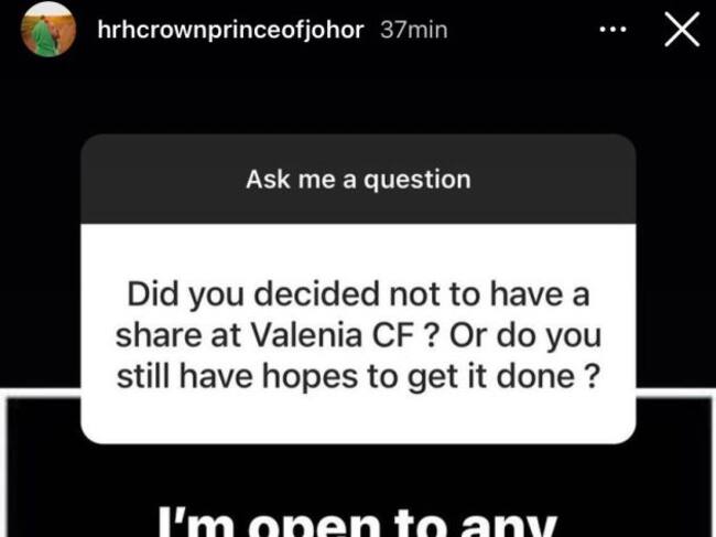 El príncipe de Johor reconoce estar abierto a compartir VCF.