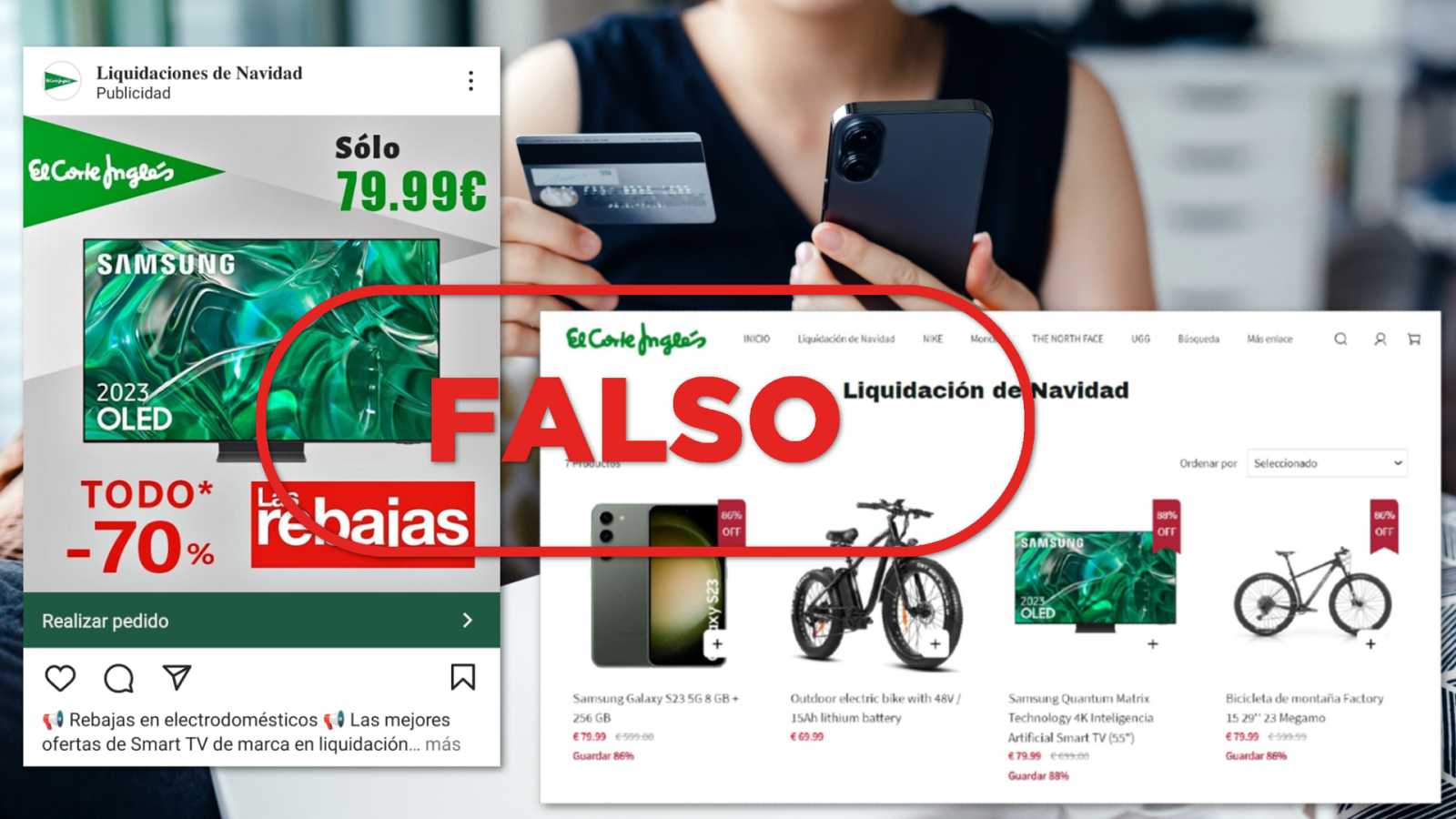 Así es la falsa web de &#039;El Corte Inglés&#039;.