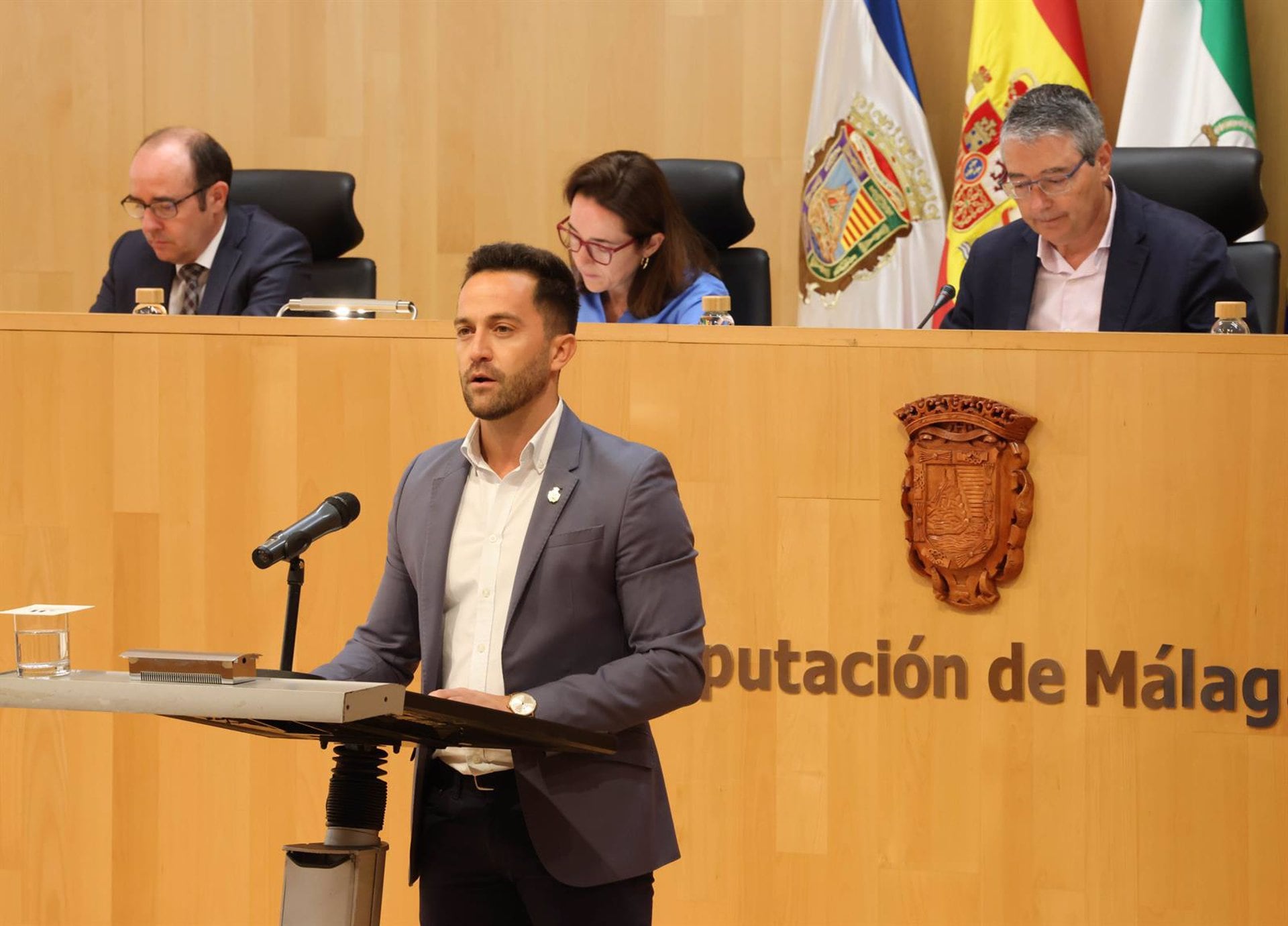 El alcalde de Arriate durante su intervención en el pleno provincial de Málaga