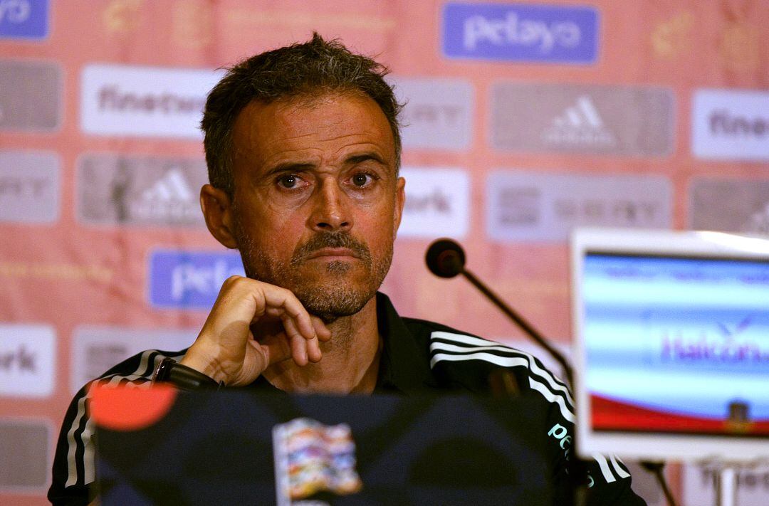 Luis Enrique, seleccionador nacional, durante una rueda de prensa. 