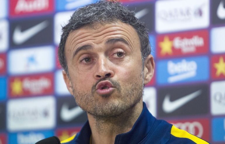 Luis Enrique, en la sala de prensa.