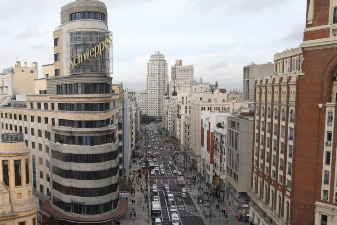 Vista panorámica de la Gran Vía de Madrid