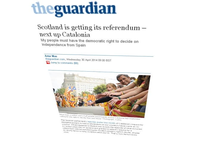 Artur Mas publica avui un article al diari britànic &quot;The Guardian&quot;