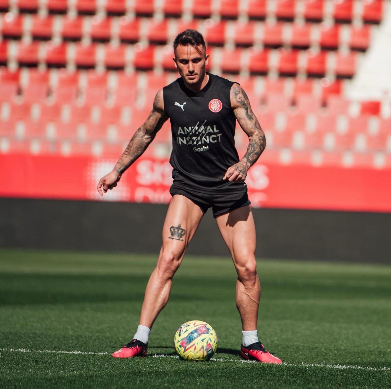 Aleix Garcia en un entrenament a Montilivi.