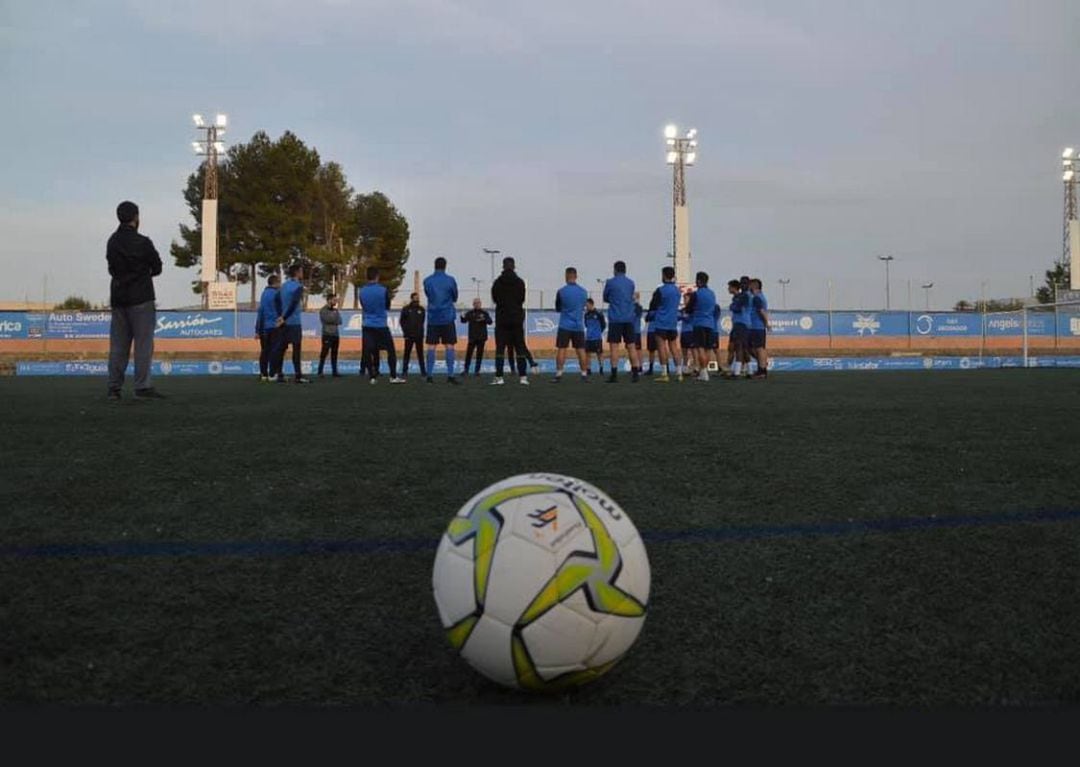 Entrenamiento blanquiazul antes del partido frente a la UD Portuarios Disarp