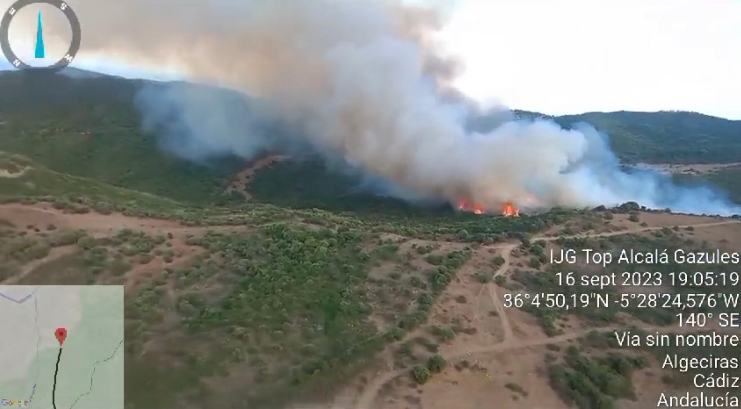 Imágenes del suceso desde el helicóptero del Infoca