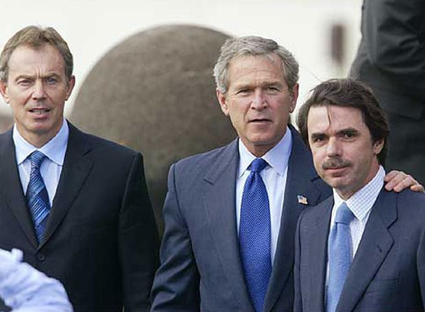 Blair, Bush y Aznar, en la cumbre de las Azores