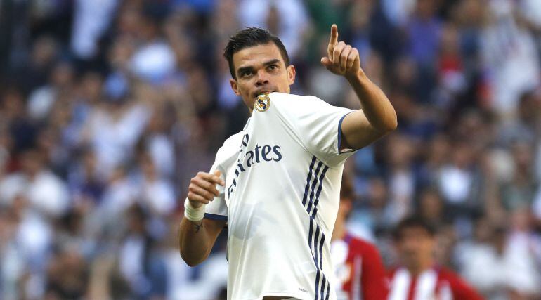 Pepe celebra su gol ante el Atlético