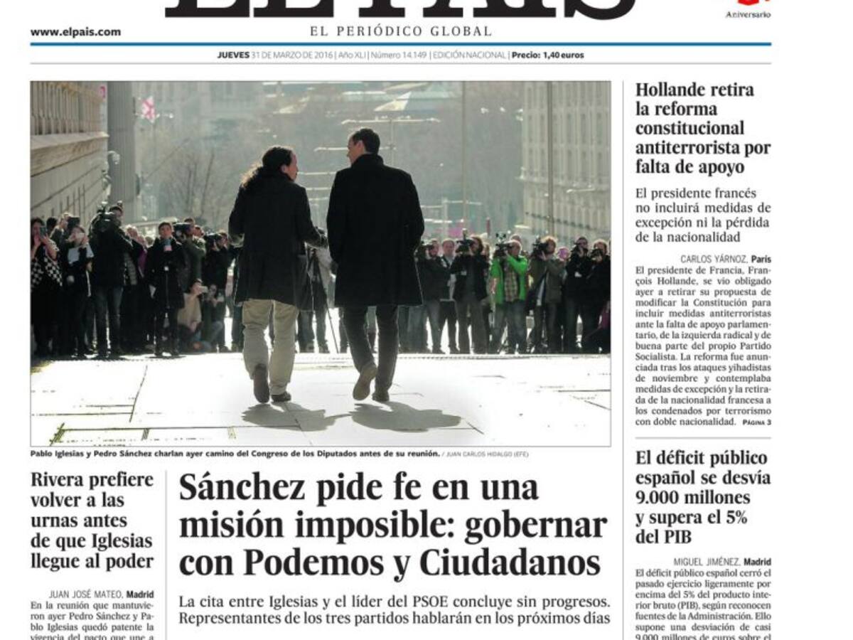 Portadas periódicos 31 de marzo de 2016