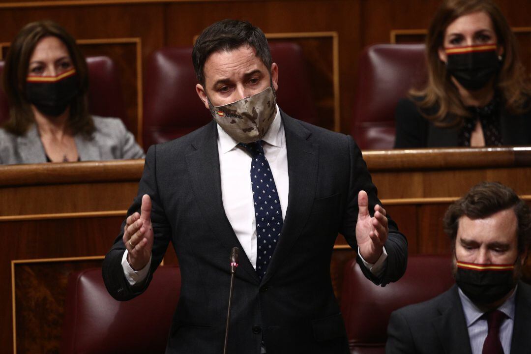 El líder de Vox, Santiago Abascal, durante la sesión de Control al Gobierno en el Congreso de los Diputados