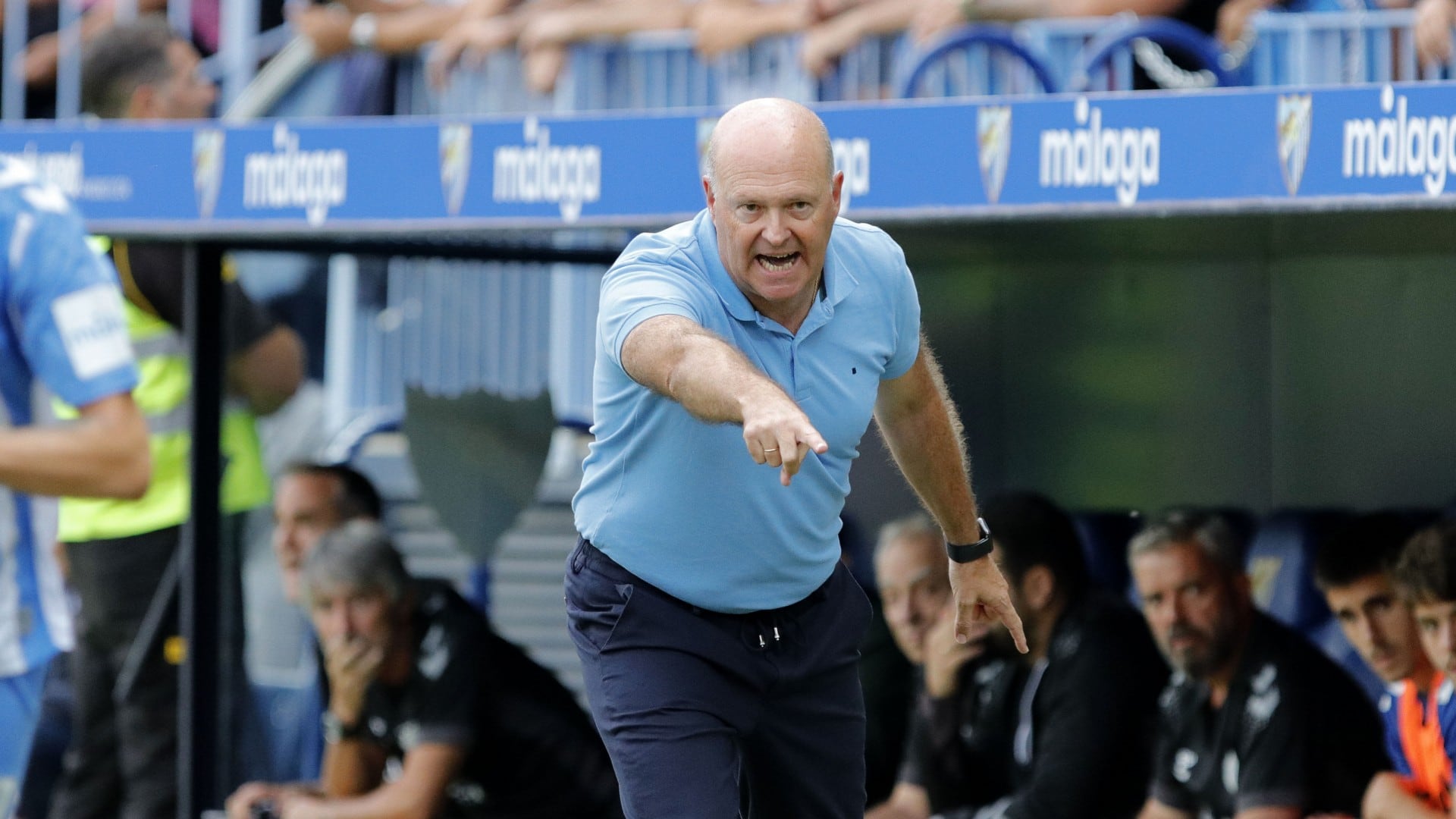 El técnico del Málaga Pepe Mel durante el partido de la pasada jornada ante el Lugo
