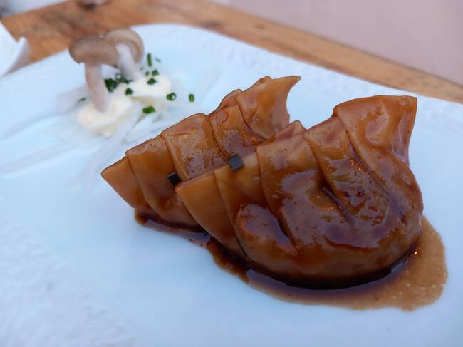 Gyozas caseras de presa de bellota