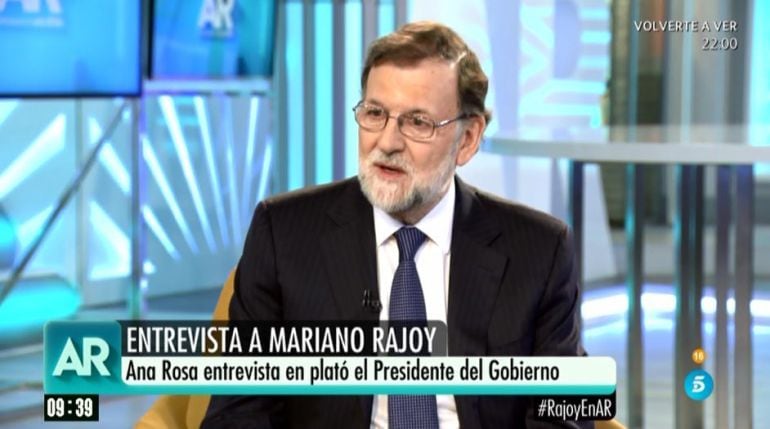 Mariano Rajoy, entrevistado en el Programa de Ana Rosa, en Telecinco.