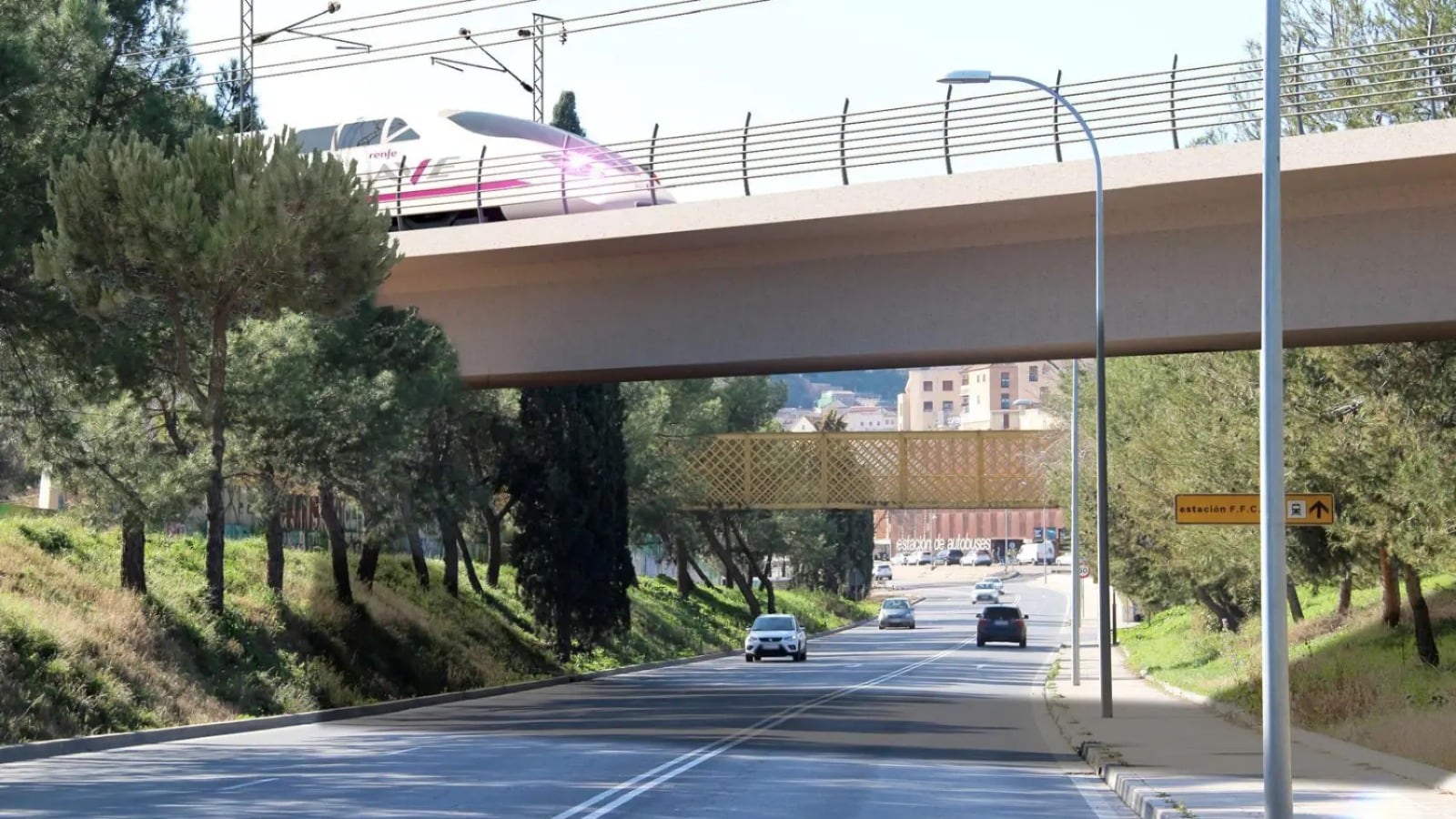 Recreación de los viaductos que se deben de construir para realizar la opción de &#039;Toledo Central&#039; para la llegada del AVE Madrid-Lisboa a Toledo