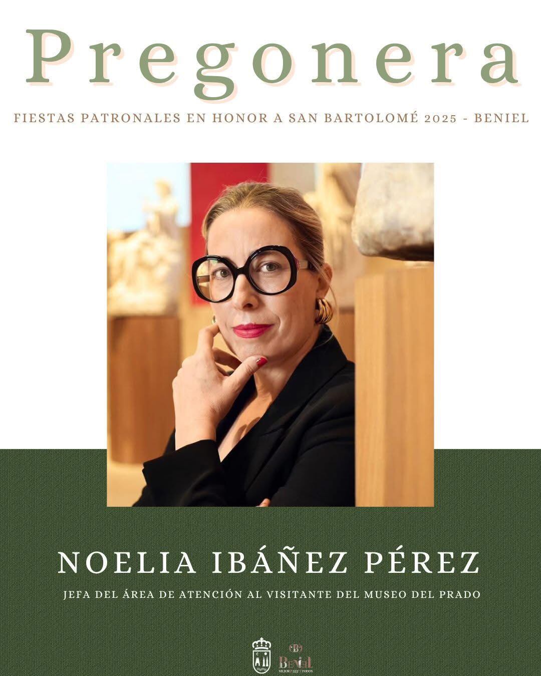 Cartel anunciador del nombramiento de Noelia Ibáñez Pérez como pregonera de las fiestas patronales de Beniel. Ayto. Beniel
