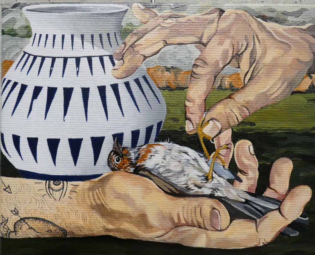 Obra &quot;el Despertar&quot; de la gaditana Silvia Lermo, ganadora del premio Cadí en el XLII Certamen de Minicuadros en Elda