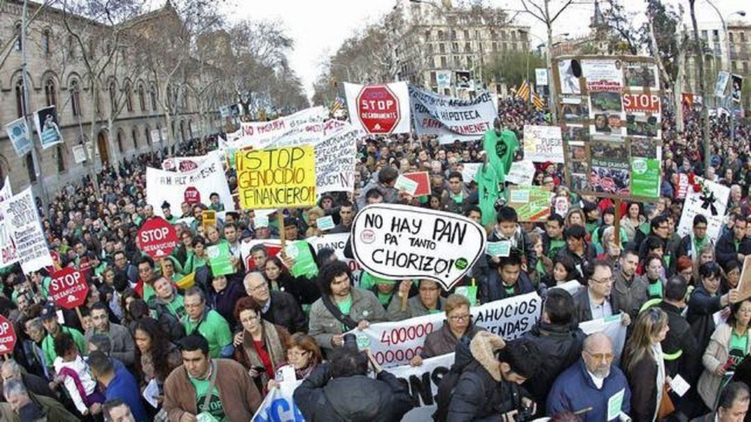 Manifestación de la PAH en Barcelona