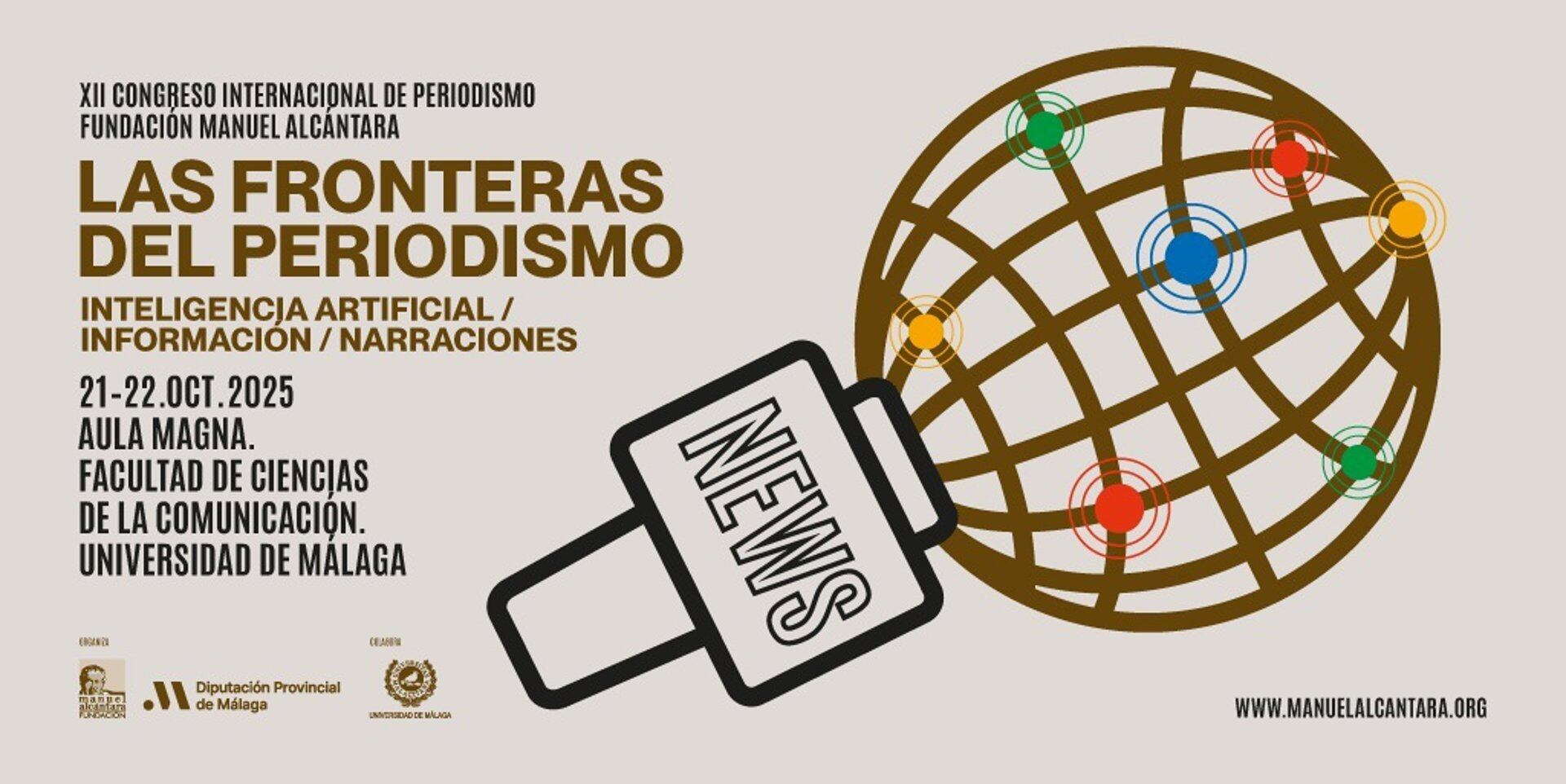 Cartel del Congreso Internacional de Periodismo Manuel Alcántara con el lema 'Las fronteras del periodismo