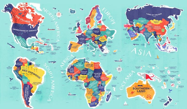 El mapa del mundo a través del significado del nombre de cada país.