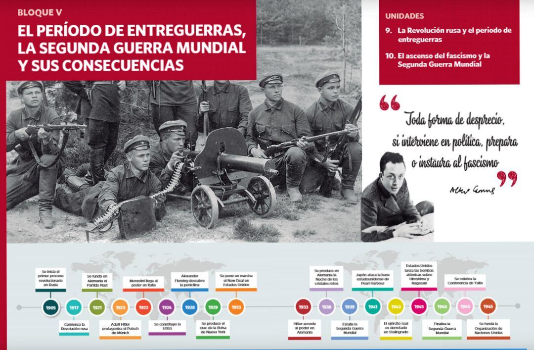 Imagen de uno de los temas del libro de historia de 1º de Bachillerato