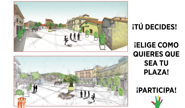 Los vecinos tienen que escoger entre dos modelos que dan preferencia al peatón sobre el vehículo para incentivar el uso de las plazas