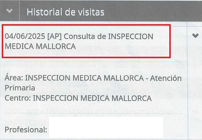 El historial de citas de Margarita Nicolau muestra una a inspección médica que nunca se produjo.