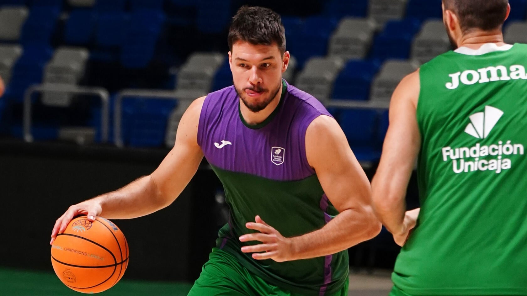 Jonathan Barreiro, en un entrenamiento del Unicaja