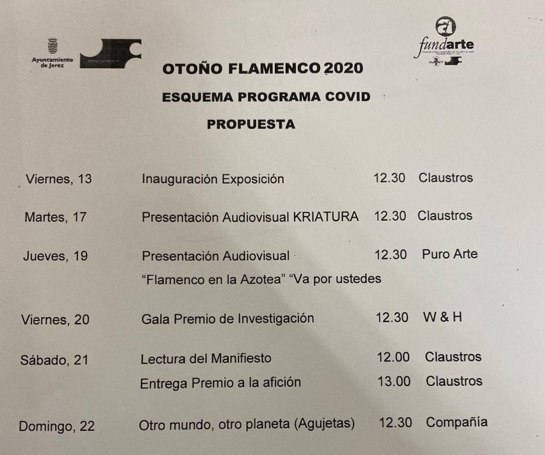 Horarios de los espectáculos flamencos de noviembre