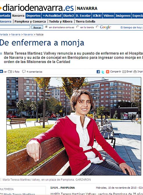 María Teresa Martínez Vallvey, en un plaza de Pamplona.