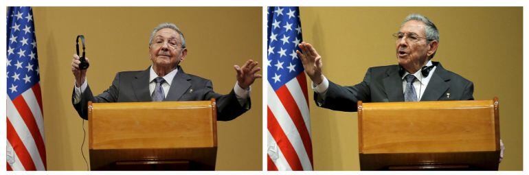 Raúl Castro, durante su rueda de prensa junto a Obama.