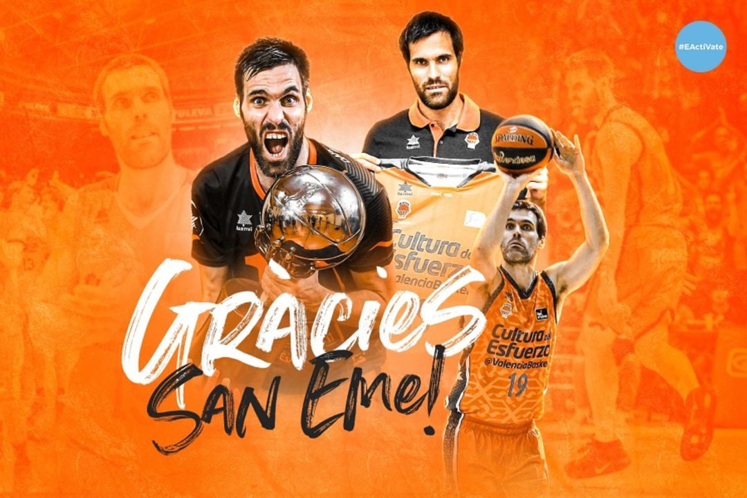 El Valencia Basket homenajea a San Emeterio.