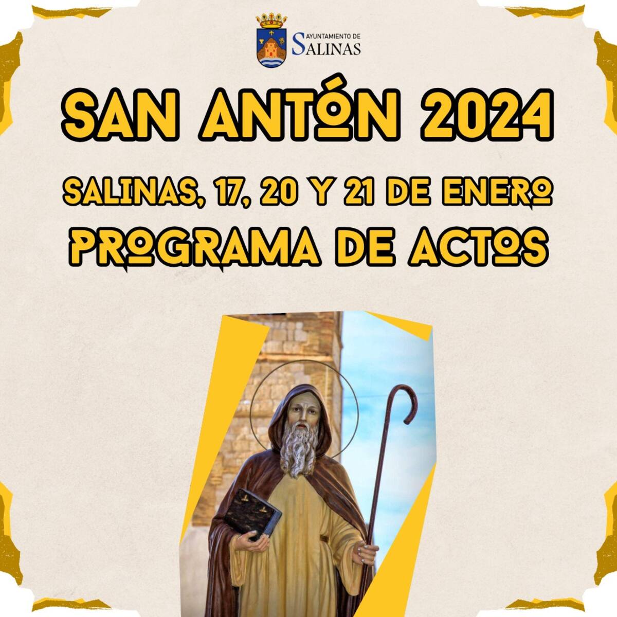 Salinas celebra la festividad de San Antonio Abad. Los actos tendrán lugar el fin de semana del 20 y 21 de enero.