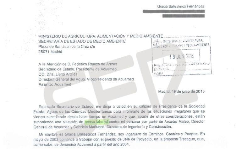 Cartas incorporadas al sumario del &#039;Caso Acuamed&#039;. 