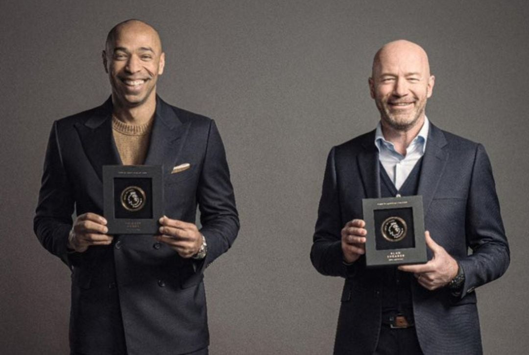 Alan Shearer y Thierry Henry inaugurando el Salón de la Fama de la Premier