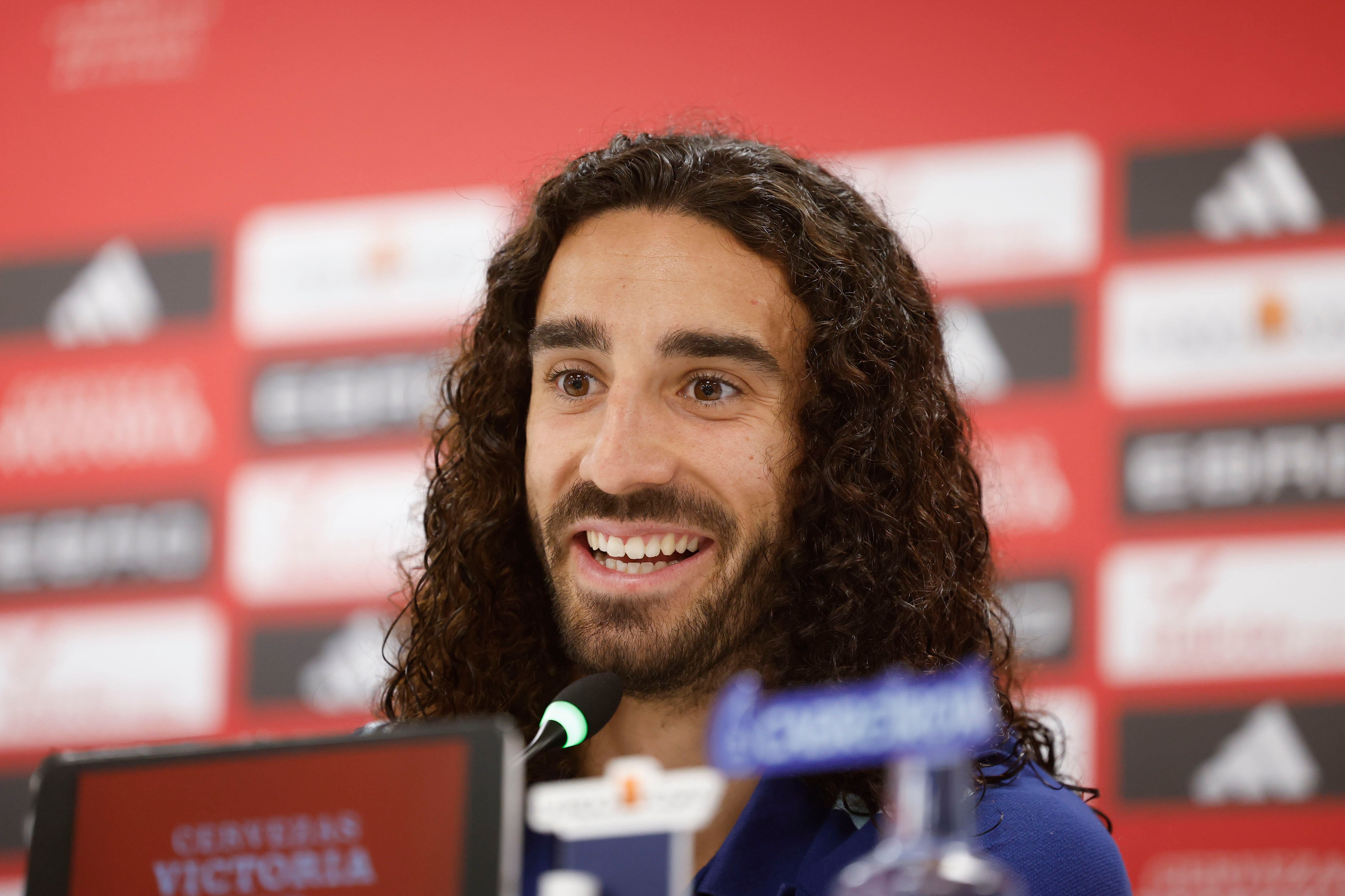 Marc Cucurella, internacional español, en rueda de prensa