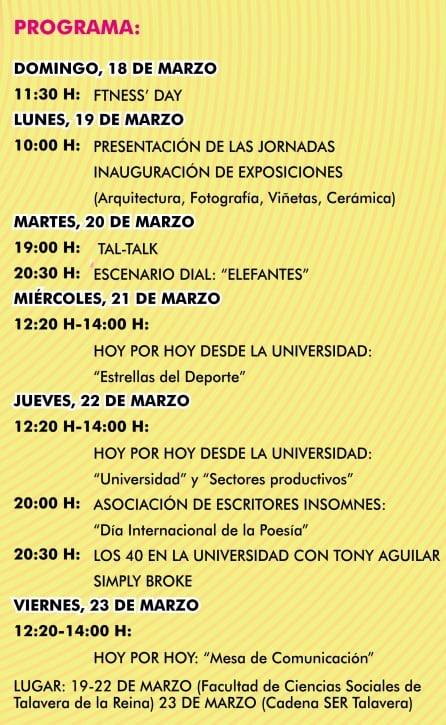 Programa Jornadas Comunicación y Universidad