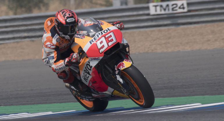 Marc Márquez, en las pruebas de su moto en este invierno