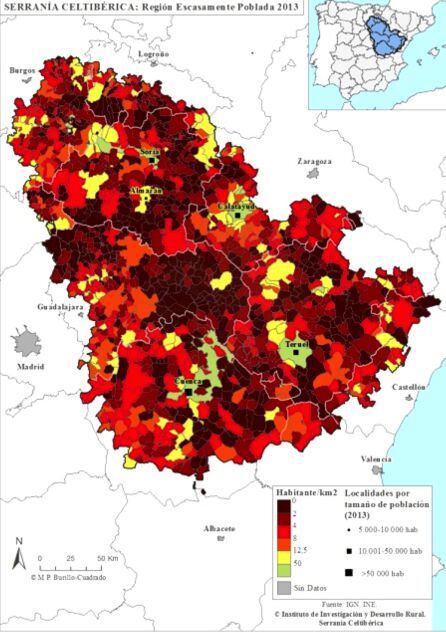 Mapa de la Serranía Celtibérica.