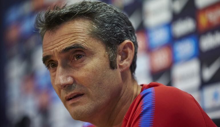 Ernesto Valverde, durante la rueda de prensa previa al partido ante el Alavés