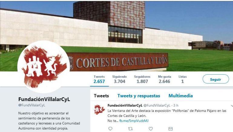 Perfil de Twitter de la Fundación Villalar