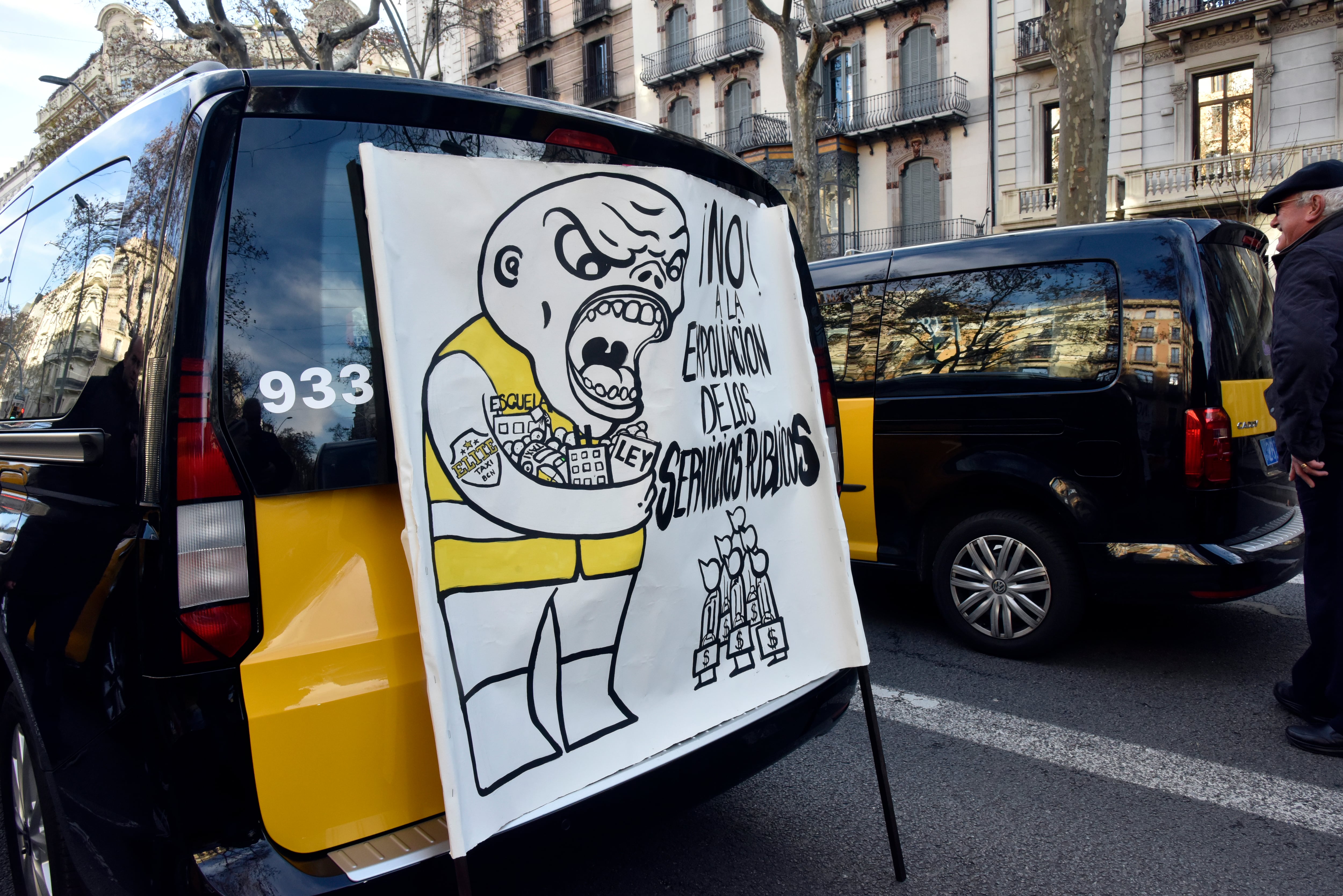 Protesta de taxistas en Barcelona