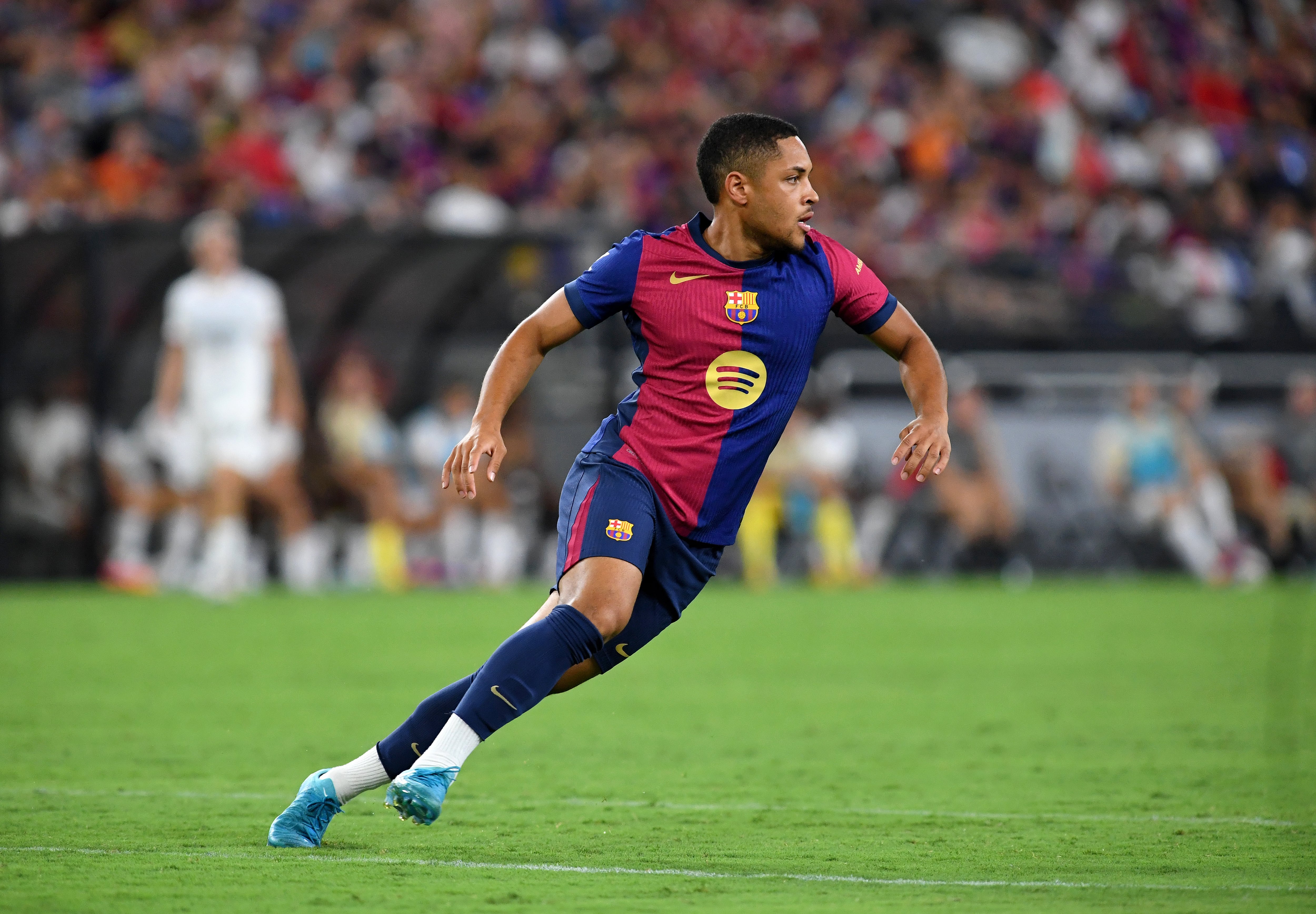 Vitor Roque en un encuentro de pretemporada entre el FC Barcelona y el AC Milan