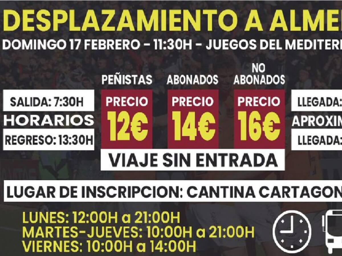 Precios de entre 12 y 16 euros para seguir al Efesé en Almería